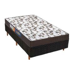 Cama Box Solteiro: Colchão Espuma Polar D33 Pérola + Base Crc Fantasy Black(88X188)