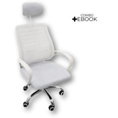 Cadeira Escritório Diretor Mesh Encosto Branco + E-book - Oficial Webs