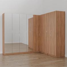 Guarda Roupa Modulado de Canto com Espelho 9 Portas 4 Peças Hera CabeC