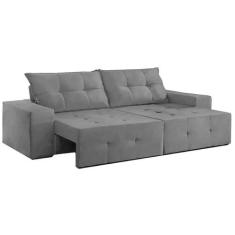 Sofá Espanha 2 Lugares Retrátil 150cm Tecido Suede Cor Cinza - Estrela