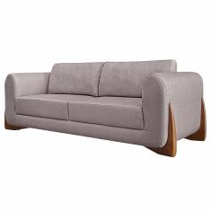 Sofá Decorativo 2 Lugares 180cm Pés em Madeira Buzz Linho Areia Rústica - Gran Belo