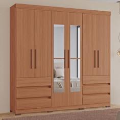 Guarda Roupas Istambul 100 MDF 6 Portas 6 Gavetas e Espelho - MH Móvei