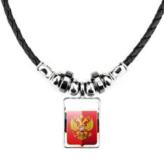 DIYthinker Colar com emblema nacional da Rússia com pingente de corda de couro