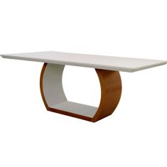 Sala de Jantar Bella 220x110 Madeira e Vidro Mobillare - Off White/Imbuia