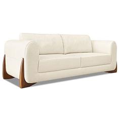 Sofá Living 2 Lugares 1,80m Lottus Linho Natural Pés Castanho - Pallazio