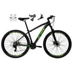  Bicicleta aro 29 Ksw Xlt 24v Câmbios Shimano Freios Hidráulicos Garfo com Suspensão - Preto\Verde