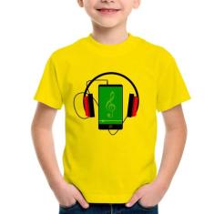 Camiseta Infantil Headphone Smartphone - Foca Na Moda