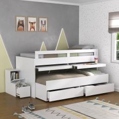 Beliche Infantil /Juvenil com 2 Gavetas 2 Escrivaninhas Branco Foscarini Branco
