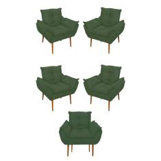 Kit 05 Poltrona Opala Sofá Sala, Quarto, Escritório Suede Cor:verde