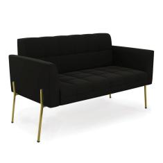 Sofá Namoradeira 2 Lugares Pé de Ferro Dourado Elisa Suede D03 - D`Rossi