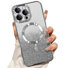 Misscase Capa com glitter magnético para iPhone 14 Pro Max compatível com MagSafe, protetor de lente de câmera, proteção total, elegante, antiarranhões, à prova de poeira, capa para iPhone 14 Pro Max,