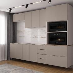 Cozinha Modulada 5 Peças sem Tampo sem Rodapé Ipanema Cabecasa Madeiramadeira Cinza Trama