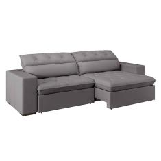 sofá 3 lugares retrátil e reclinável com usb jazz molas suede  230 cm