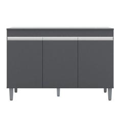 Balcão Gabinete De Pia Com Tampo 120cm 3 Portas Manu - Ajl Móveis Cor Cinza