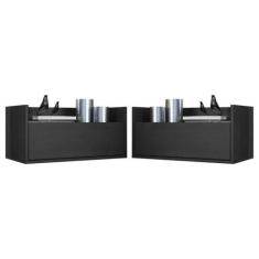 Kit c/ 2 Mesas de Cabeceira 60 cm Suspensa Multimóveis Preta