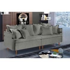 Sofá Fixo Atlas 3 Lugares Luxo 200cm Castellar Móbile, Cinza