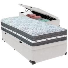 Cama Box Baú e Colchão Black Graphite Molas Ensacadas Solteiro 88x188X