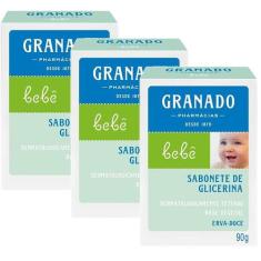 kit 3 Sabonete Granado Bebê Glicerinado com Erva Doce 90G