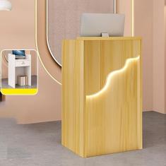 Mesa de recepção, balcão de varejo para caixa de compras, mesa de recepção de varejo, mesa de boas-vindas moderna, com luzes e gavetas trancáveis, para salão, recepção, escritório, supermercado,