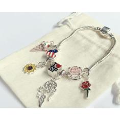 Pulseira de Berloques Completa com 7 peças em Banho Prata - Pulseiras 