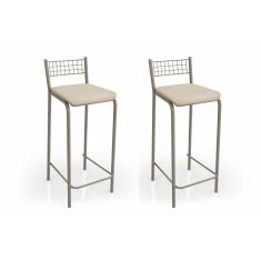 Kit 2 Banquetas Sala Jantar Gênova B705nk Un Níquel/nude - Kappesberg