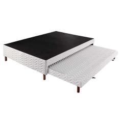 Cama Box Base C-auxiliar Universal Casal Sommier Rústico Bordado White (138x188x30) - Paropas