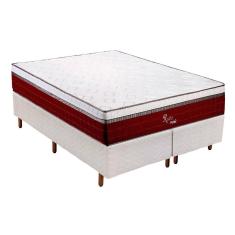 Cama Box Queen: Colchão Molas Polar MasterPocket Ensacadas Rubi + Base CRC Rústico White(158x198)