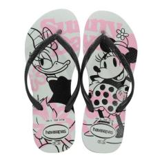 Chinelo Feminino Havaianas Slim Disney Branco/Preto/Rosa, P2, 0128 bra