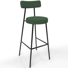Banqueta Alta Bar Cozinha Sala De Jantar Estrutura Em Aço Milão F01 Suede Verde Musgo - Lyam Decor