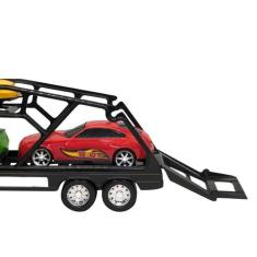 Caminhão Cegonheira Grande com 3 Carrinhos - Vermelho - BS TOYS