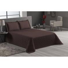 Jogo de cama cobre leito e fronhas chocolate casal padrão