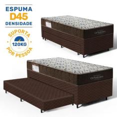 Cama Box com Colchão Ortobom de Espuma D45 Solteiro ISO 150 e Auxiliar