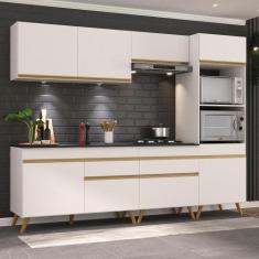 Armário Cozinha Completa 252cm Veneza Up Multimóveis V2035, Branco/Dou