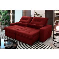 Sofá Retrátil Reclinável Sevilha 3,00m Suede Velut Vermelho c/ Molas Ensacadas - King House