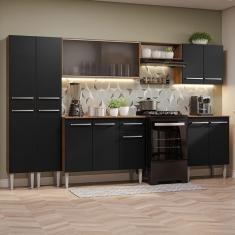 Armário De Cozinha Completa 293Cm Madesa 04 Rustic/Preto
