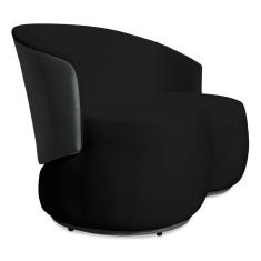 Sofá Namoradeira 2 Lugares Decorativa Lara Veludo Preto/PU Cinza - Montanaris Decor