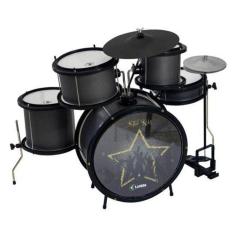 Bateria Infantil Star Kids 6/8 Pol. Preta - Inclui Banco