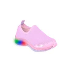 Tênis de Led Infantil Feminino Ortopé Dna Light Calce Fácil Rosa Chiclete