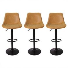 Kit 3 Banquetas Alta Estofada Para Bar Balcão Cozinha Americana Girató