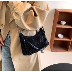 Bolsa De Strass Com Duas Alças Curta E Longa Detalhe Nós - Bolsa Stras