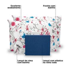 Lençol King 4 Pçs Estampado Percal 180 Fios Bainha - Bem Me Quer Enxov