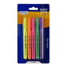 Marca Texto 5 Cores Fluorescentes Chanfrado Brw 05un
