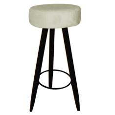 Kit 04 Banqueta Alta Flora Pés Palito em Madeira Preto para  Bar Bistr