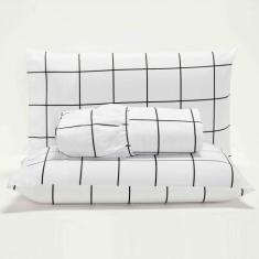 Jogo Cama Lençol Square Queen Percal 180 Fios 3Pçs Branco - Casa Scarp