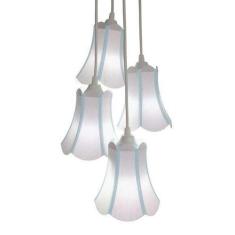 Lustre Pendente Luminária Cacho 4 Cúpulas Paris Linho com Detalhes em 