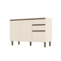 Balcão De Cozinha Pia 120 Cm 3 Portas 2 Gavetas Connect Henn Off White