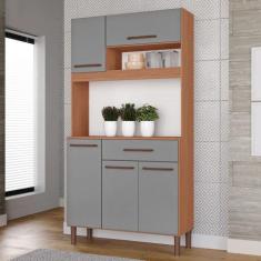 Armário de Cozinha Iguape 100% Mdf Tuboarte 5 Portas e 1 Gaveta Freijó