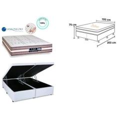 Conjunto Cama Box Baú Casal King + Colchão Sankonfort Le Griff  Molas 