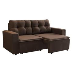 Sofá 3 Lugares Retrátil Amsterdã I Suede Marrom 180 cm