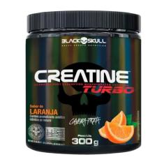 Creatine Turbo BlackSkull - Creatina Monohidratada em pó, com carboidrato para melhor absorção e performance (300g Pote, Laranja)